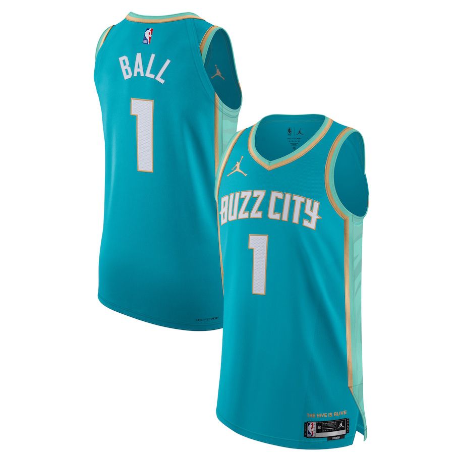 Men Charlotte Hornets #1 LaMelo Ball Jordan Brand Teal City Edition 2023-24 Authentic NBA Jersey